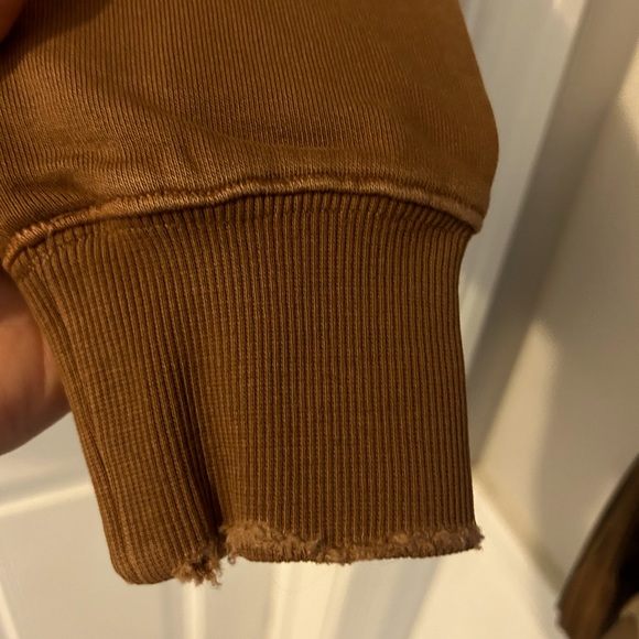 Free People x Sandrine Rose Crew Neck Brown Sweatshirt with deconstructed edges - Picture 5 of 9